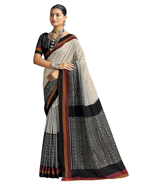 Siril Women'S Printed Cotton Saree With Unstitched Blouse Piece